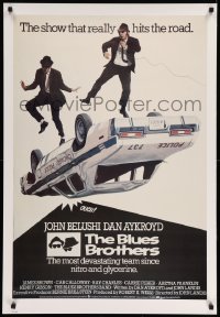 3k399 BLUES BROTHERS 26x38 commercial poster '80s Belushi & Dan Aykroyd are on a mission from God!