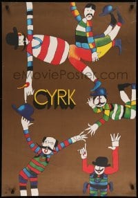 3k393 CYRK 26x38 Polish commercial poster '80s clown and bowler hats by Marian Stachurski!