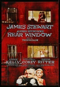 3k420 REAR WINDOW 27x40 commercial poster '80s Alfred Hitchcock, Jimmy Stewart & Grace Kelly!