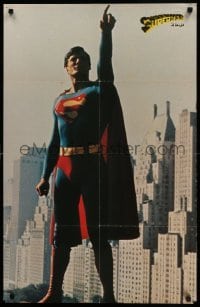3k356 SUPERMAN 23x35 Danish commercial poster '78 D.C. comic, Christopher Reeve pointing to sky!