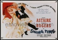 3k429 SWING TIME 26x38 commercial poster '80s art of Fred Astaire dancing w/Ginger Rogers!