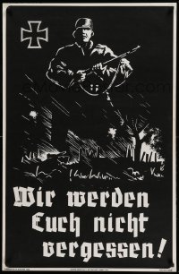 3k432 WE WILL NOT FORGET YOU 26x40 commercial poster '68 striking artwork of a German soldier!
