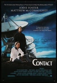3k586 CONTACT 1sh '97 Zemeckis, Jodie Foster & Matthew McConaughey get a message from deep space!