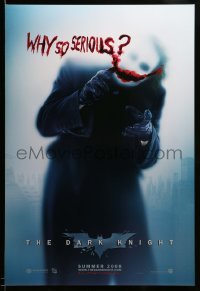 3k599 DARK KNIGHT teaser DS 1sh '08 great image of Heath Ledger as the Joker, why so serious?