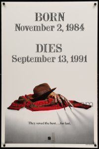 3k645 FREDDY'S DEAD style A teaser DS 1sh '91 cool image of Krueger's sweater, hat, and claws!