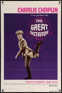 3k670 GREAT DICTATOR 1sh R72 Charlie Chaplin directs and stars, wacky WWII comedy!