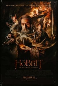 3k694 HOBBIT: THE DESOLATION OF SMAUG advance DS 1sh '13 Peter Jackson directed, cool cast montage!