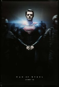 3k776 MAN OF STEEL teaser DS 1sh '13 Henry Cavill in the title role as Superman handcuffed!