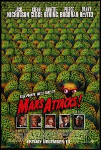 3k778 MARS ATTACKS! int'l advance DS 1sh '96 Tim Burton directed, great image of many brainy aliens!