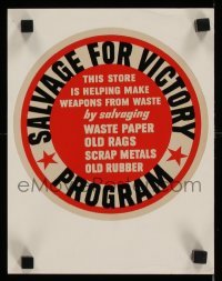 3k156 SALVAGE FOR VICTORY PROGRAM 8x8 special sticker '40s stores supporting World War II!
