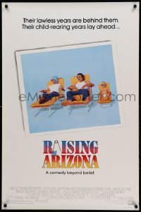 3k835 RAISING ARIZONA 1sh '87 Coen Brothers, best art of Nicolas Cage, Holly Hunter & baby!
