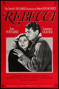 3k840 REBECCA 1sh R90s Alfred Hitchcock, image of Laurence Olivier & Joan Fontaine!