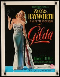 3k442 GILDA 15x20 REPRO poster 1990s sexy smoking Rita Hayworth full-length in sheath dress