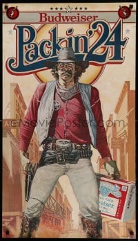 3k256 BUDWEISER 21x37 advertising poster '82 great David McMacken cowboy western art!