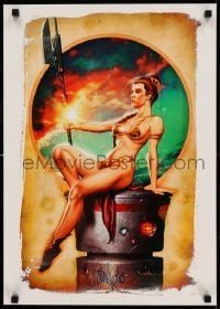 3k027 CARRIE FISHER signed #2/77 17x23 art print '15 by actress, sexy outfit by Carlos Valenzuela