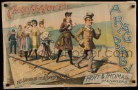 3k200 HOYT'S A RAG BABY 18x28 stage poster 1884 wacky art of dog dressed as girl walking w/people!
