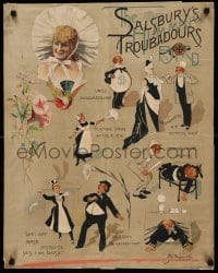 3k201 HUMMING BIRD 22x28 stage poster 1889 great montage art of the Salbsury Troubadors!