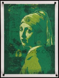 3k088 LEGEND OF ZELDA signed #32/50 art print '09 by artist, Girl w/Triforce Earring, green variant