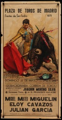 3k333 PLAZA DE TOROS DE MADRID 21x42 Spanish special '68 bullfight artwork by Jose Cros Estrems!