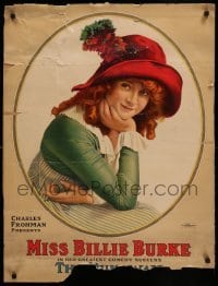 3k214 RUNAWAY 25x33 stage poster 1911 Miss Billie Burke in her greatest comedy success, rare!