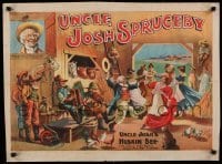 3k218 UNCLE JOSH'S HUSKIN BEE 21x28 stage poster 1890s stone litho of farmers & wives dancing!