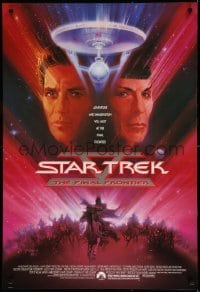 3k906 STAR TREK V 1sh '89 The Final Frontier, art of William Shatner & Leonard Nimoy by Bob Peak!