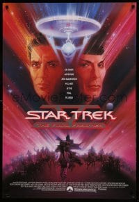 3k907 STAR TREK V advance 1sh '89 The Final Frontier, art of William Shatner & Nimoy by Bob Peak!