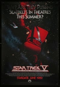 3k909 STAR TREK V foil advance 1sh '89 The Final Frontier, image of theater chair w/seatbelt!