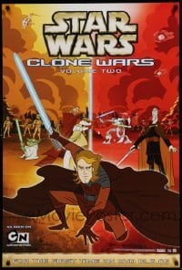 3k481 STAR WARS: CLONE WARS 27x40 video poster '05 cartoon art of Obi-Wan and Anakin, volume 2!