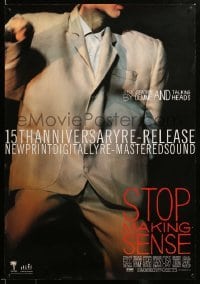 3k922 STOP MAKING SENSE 1sh R99 Jonathan Demme, Talking Heads, close-up of David Byrne's suit!