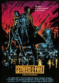 3k927 STREETS OF FIRE 1sh '84 Walter Hill directed, Michael Pare, Diane Lane, artwork by Riehm!
