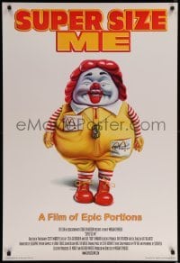 3k933 SUPER SIZE ME 1sh '04 fast food documentary of epic portions, art of obese Ronald McDonald!