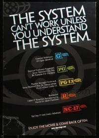 3k938 SYSTEM CAN'T WORK UNLESS YOU UNDERSTAND THE SYSTEM 27x39 1sh '00 MPAA rating guide!