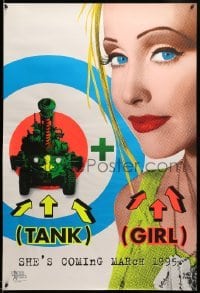 3k941 TANK GIRL teaser 1sh '95 Lori Petty, based on the comic strip, cool blacklight design!