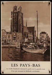 3k243 LES PAYS-BAS 23x33 Dutch travel poster '60s wonderful image of harbor in Dordrecht!