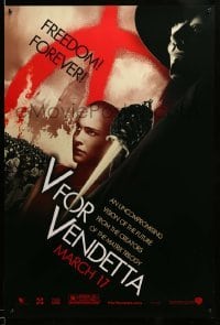 3k973 V FOR VENDETTA teaser 1sh '05 Wachowskis, Natalie Portman, Hugo Weaving, city in flames!