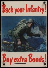 3k129 BACK YOUR INFANTRY BUY EXTRA BONDS 14x20 WWII war poster '45 Jes Wilhelm Schlaikjer art!
