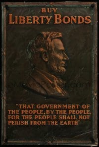 3k105 BUY LIBERTY BONDS 20x30 WWI war poster '17 classic profile image of Abraham Lincoln!