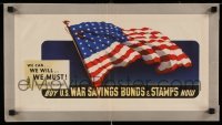3k133 BUY U.S. WAR SAVINGS BONDS & STAMPS NOW 11x21 WWII war poster '42 wonderful art of flag!