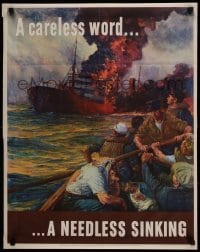 3k135 CARELESS WORD A NEEDLESS SINKING 22x28 WWII war poster '42 art by Anton Otto Fischer!