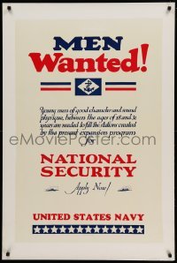 3k121 MEN WANTED 28x42 military recruiting poster '40 young men of good character & sound physique!