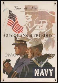 3k175 THEN AS NOW GUARDIANS OF FREEDOM 28x40 war poster '66 two sailors by Lou Nolan!