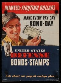 3k163 UNITED STATES DEFENSE BONDS STAMPS 10x14 WWII war poster '42 make pay-day bond-day!