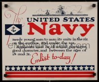 3k122 UNITED STATES NAVY 14x17 military recruiting poster '40 enlist for units on land, sea & air!