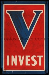 3k119 V 20x30 WWI war poster '17 red, white and blue art for Liberty Loan campaign, INVEST!