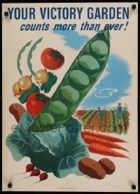 3k174 YOUR VICTORY GARDEN 19x27 WWII war poster '45 Morley art of food that counts more than ever!