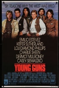 3k997 YOUNG GUNS 1sh '88 Emilio Estevez, Charlie Sheen, Kiefer Sutherland, Lou Diamond Phillips