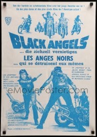 3m018 BLACK ANGELS Belgian '70 God forgives, but these crazed bikers don't, cool motorcycle art!