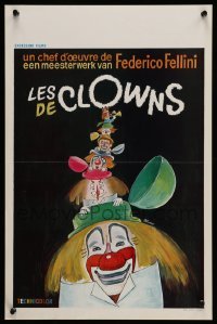 3m032 CLOWNS Belgian '71 Federico Fellini, wonderful artwork of many circus clowns by Ferracci!