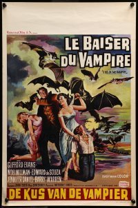 3m081 KISS OF THE VAMPIRE Belgian '63 Hammer, art of giant devil bats summoned from Hell!